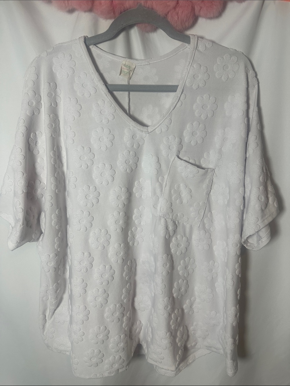 Women's lilac Floral Embossed V-Neck Top
